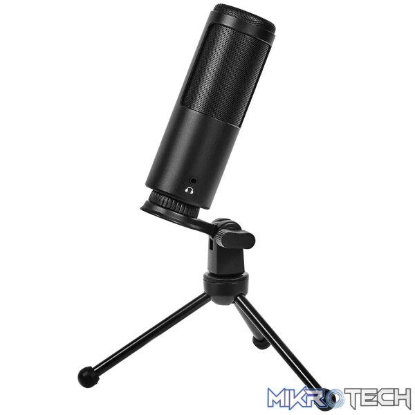 LORGAR Voicer 521, Gaming Microphone, Black, USB condenser mic with Volume Knob, 3.5MM headphonejack, mute button and led indicator, package including 1x F5 Microphone, 1 x 2M type-C USB Cable, 1 xTripod Stand - Image 4