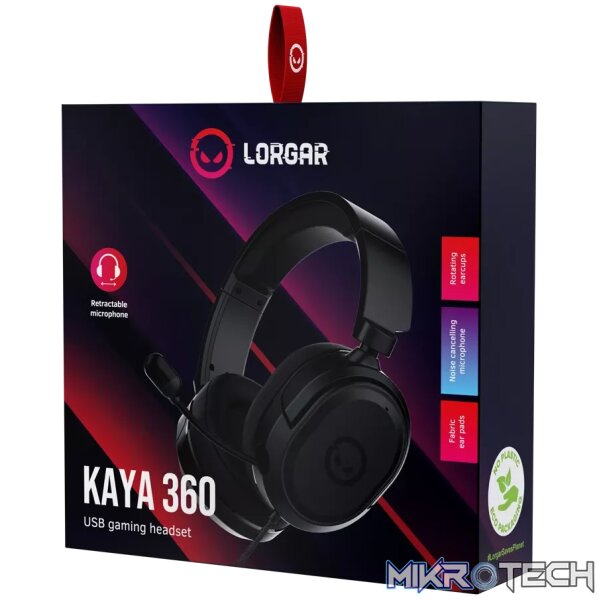LORGAR Kaya 360, USB Gaming headset with microphone, CM108B, Plug&Play, USB-A connection cable 2m, fabric ear pads, size: 192*184.7*88mm, 0.314kg, black - Image 6
