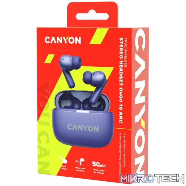 CANYON headset OnGo TWS-10 ANC+ENC Purple - Image 8