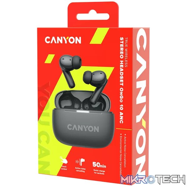 CANYON headset OnGo TWS-10 ANC+ENC Grey - Image 9
