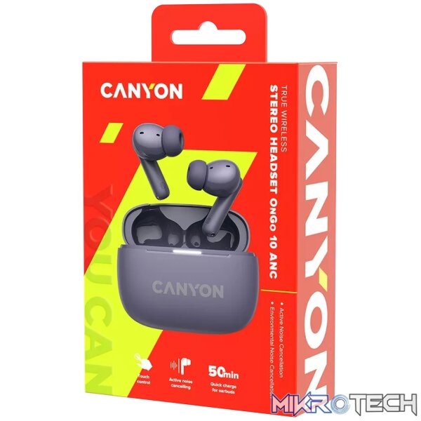 CANYON headset OnGo TWS-10 ANC+ENC Purple - Image 9
