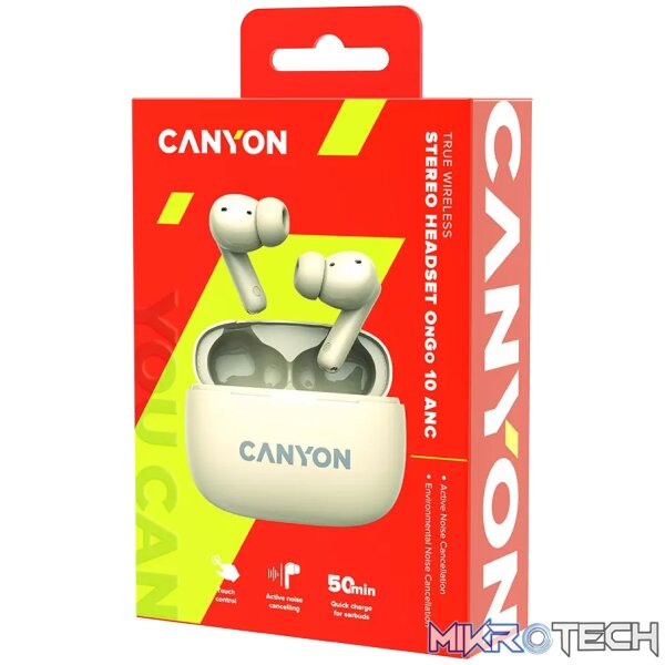 CANYON headset OnGo TWS-10 ANC+ENC Beige - Image 9