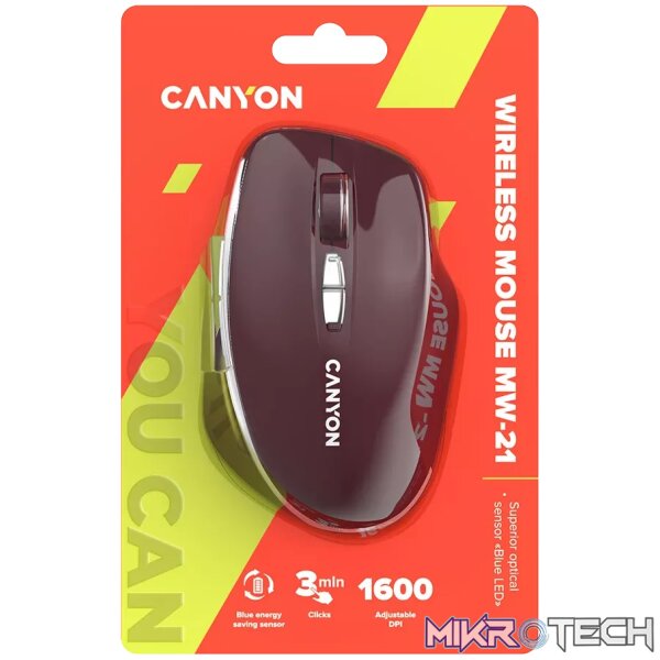 CANYON mouse MW-21 BlueLED 7buttons Wireless Burgundy Red - Image 6