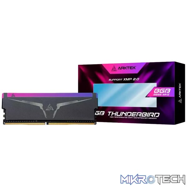 240228080027614485 Arktek 8GB DDR4 2666MHz with Heatsink and RGB lights - PC Desktop RAM - Image 1
