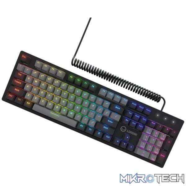 LORGAR Azar 514, Wired mechanical gaming keyboard, RGB backlight, 1680000 colour variations, 18 modes, keys number: 104, 50M clicks, linear dream switches, spring cable up to 3.4m, ABS plastic+metal, magnetic cover, 450*136*39mm, 1.17kg, black, EN layout - Image 3
