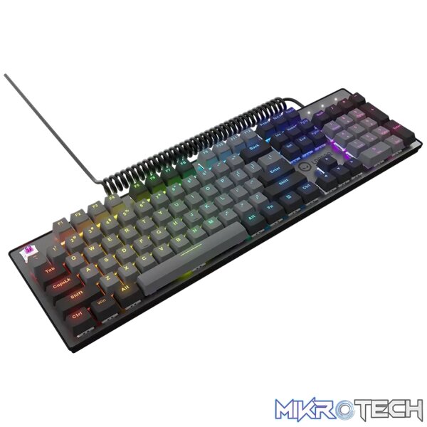 LORGAR Azar 514, Wired mechanical gaming keyboard, RGB backlight, 1680000 colour variations, 18 modes, keys number: 104, 50M clicks, linear dream switches, spring cable up to 3.4m, ABS plastic+metal, magnetic cover, 450*136*39mm, 1.17kg, black, EN layout - Image 4