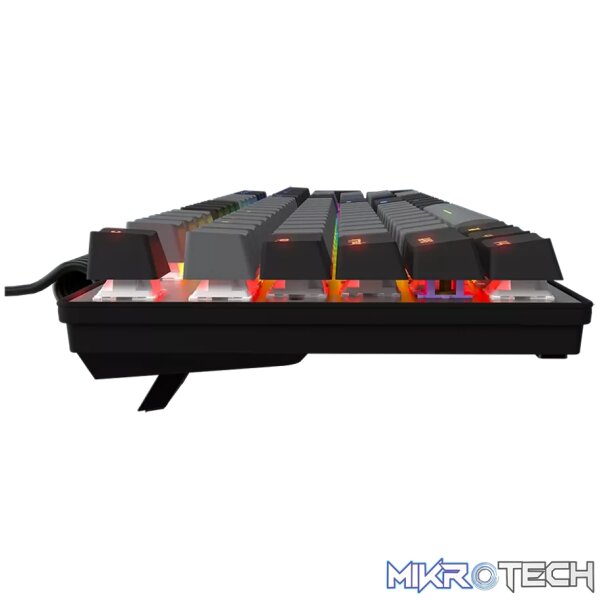 LORGAR Azar 514, Wired mechanical gaming keyboard, RGB backlight, 1680000 colour variations, 18 modes, keys number: 104, 50M clicks, linear dream switches, spring cable up to 3.4m, ABS plastic+metal, magnetic cover, 450*136*39mm, 1.17kg, black, EN layout - Image 5