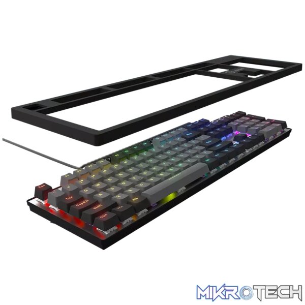 LORGAR Azar 514, Wired mechanical gaming keyboard, RGB backlight, 1680000 colour variations, 18 modes, keys number: 104, 50M clicks, linear dream switches, spring cable up to 3.4m, ABS plastic+metal, magnetic cover, 450*136*39mm, 1.17kg, black, EN layout - Image 6