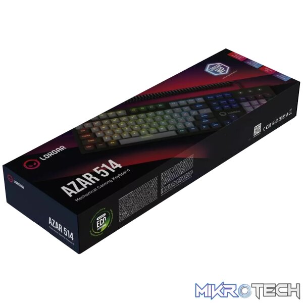 LORGAR Azar 514, Wired mechanical gaming keyboard, RGB backlight, 1680000 colour variations, 18 modes, keys number: 104, 50M clicks, linear dream switches, spring cable up to 3.4m, ABS plastic+metal, magnetic cover, 450*136*39mm, 1.17kg, black, EN layout - Image 8