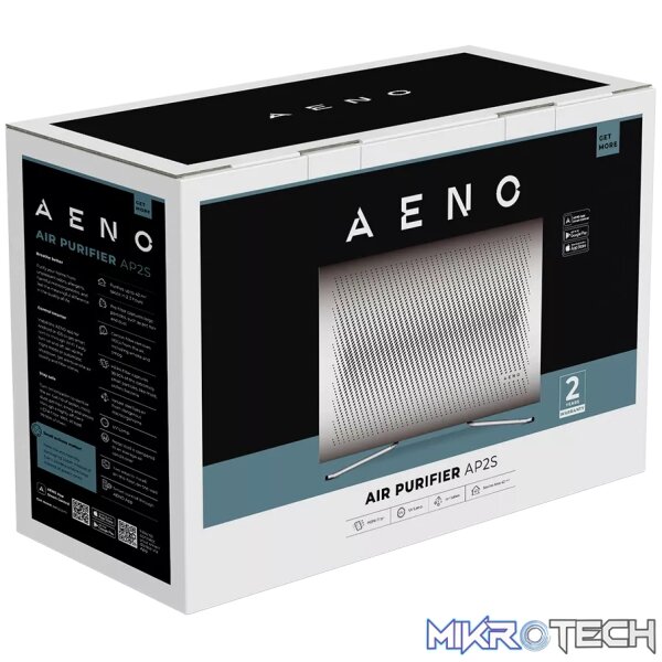 AENO Air Purifier AP2S, Wi-Fi, UV lamp, ionization, Tvoc sensor, CADR 420 m³/h, 50 m2, carbon filter + Hepa H13, wall mounting - Image 7