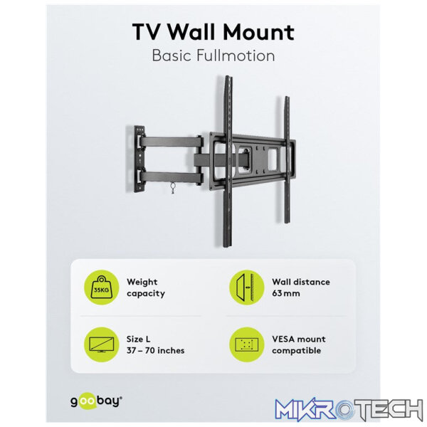 Goobay TV wall mount Basic FULLMOTION (L) for TVs from 37" to 70" - Image 8