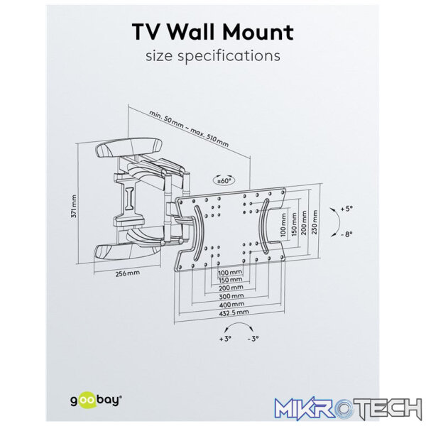 Goobay TV wall mount OLED FULLMOTION (L) for TVs from 37" to 70" - Image 9