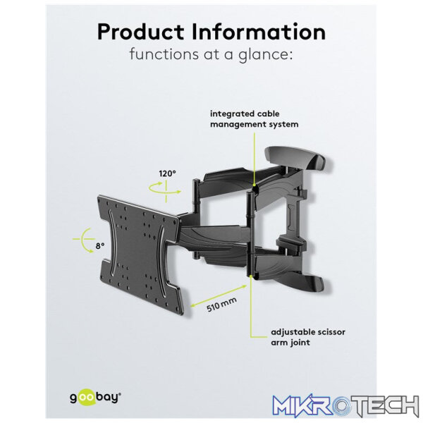 Goobay TV wall mount OLED FULLMOTION (L) for TVs from 37" to 70" - Image 8