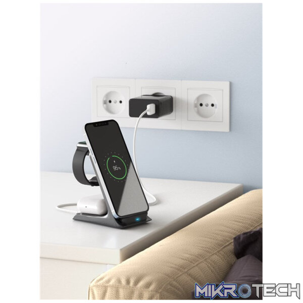 Goobay 3-in-1 Wireless Qi Charger - Black - Image 8