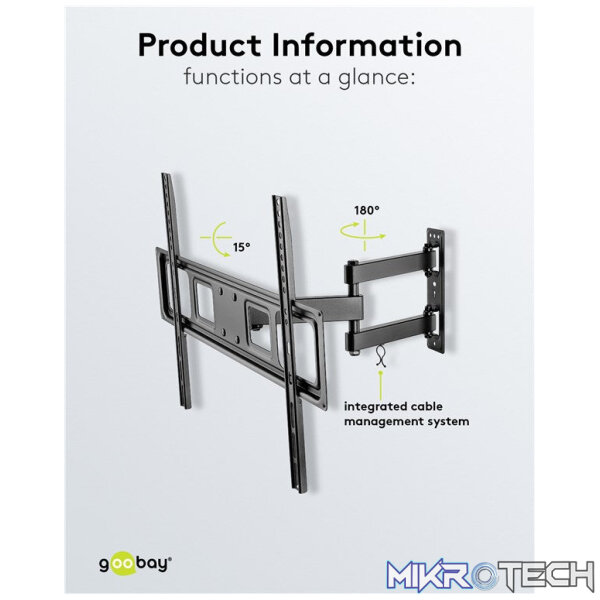 Goobay TV wall mount Basic FULLMOTION (L) for TVs from 37" to 70" - Image 6