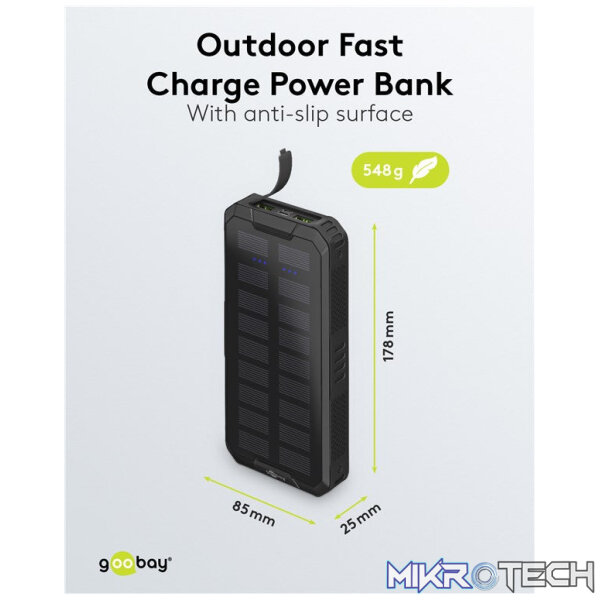 Goobay Outdoor Fast Charge 20 000 mAh Power Bank with Solar - Image 12