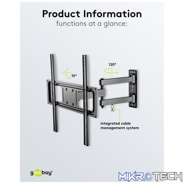 Goobay TV wall mount Basic FULLMOTION (M) for TVs from 32" to 55" - Image 6
