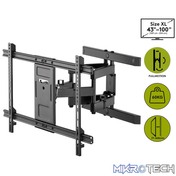 Goobay TV wall mount Basic FULLMOTION (XL) for TVs from 43" to 100" - Image 2