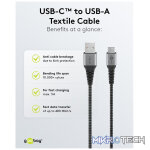 Goobay USB-C to USB-A Textile 1m Cable with Metal Plugs - Space Grey/Silver - Image 5