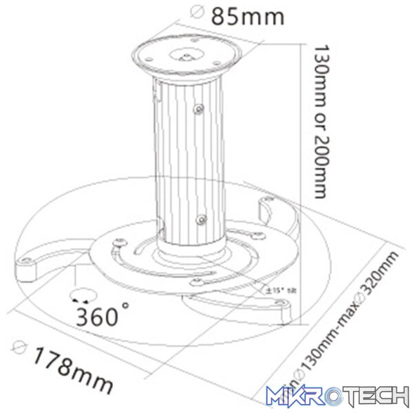 Goobay Projector Ceiling Mount (M) for Small to Medium Projectors - Image 2