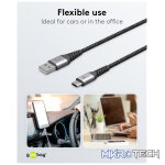 Goobay USB-C to USB-A Textile 1m Cable with Metal Plugs - Space Grey/Silver - Image 6