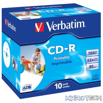 700MB CD-R (52X) PRINTABLE JEWEL CASE (BOX OF 10)