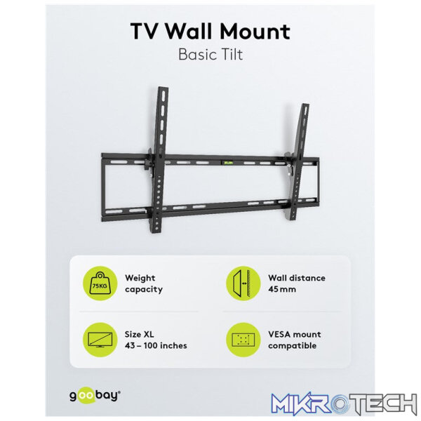 Goobay TV Wall Mount Basic Tilt for TVs from 43" to 100" - Image 5