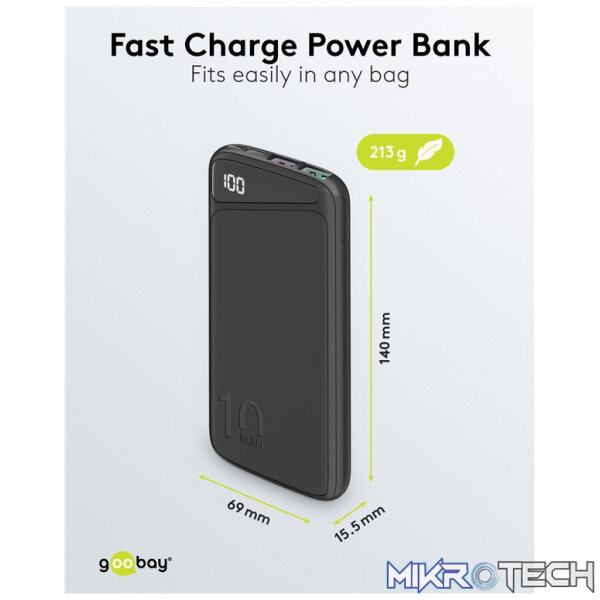 Goobay Fast Charge 10 000 mAh Power Bank with LED Display - Image 6