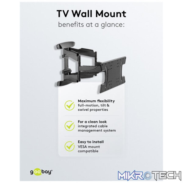 Goobay TV wall mount OLED FULLMOTION (L) for TVs from 37" to 70" - Image 5