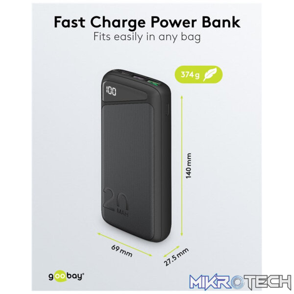 Goobay Fast Charge 20 000 mAh Power Bank with LED Display - Image 6