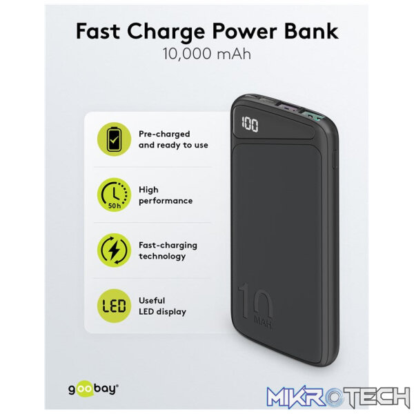 Goobay Fast Charge 10 000 mAh Power Bank with LED Display - Image 8