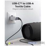 Goobay USB-C to USB-A Textile 1m Cable with Metal Plugs - Space Grey/Silver - Image 2