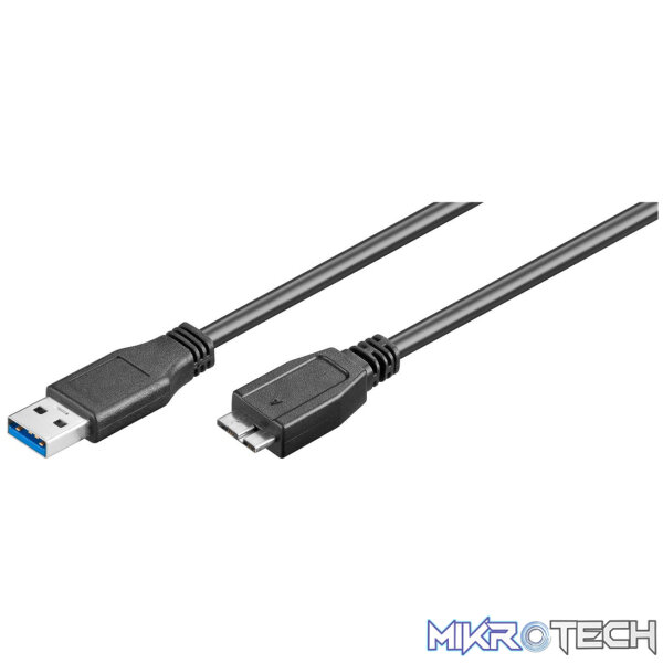 Goobay USB 3.0 A to Micro B SuperSpeed 1m Cable - Black - Image 2