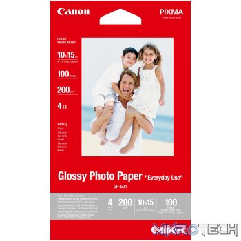 CANON GP-501 4 X 6 (10 X 15) - 100 SHEETS EVERYDAY USE GLOSSY  4 X 6IN