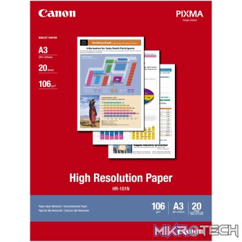 CANON HR-101N A3 (20 SHEETS)HIGH RESOLUTION PAPER A4 - 20 SHEETS.106 GSM 0.12MM THICK