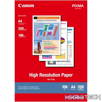 CANON HR-101N A4 (200 SHEETS)HIGH RESOLUTION PAPER A4 - 200 SHEETS. 106 GSM 0.12MM THICK