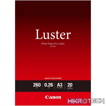 CANON LU-101 A3 - 20 SHEETSPRO LUSTER A3 - 20 SHEETS. 260GSM 0.26MM THICK
