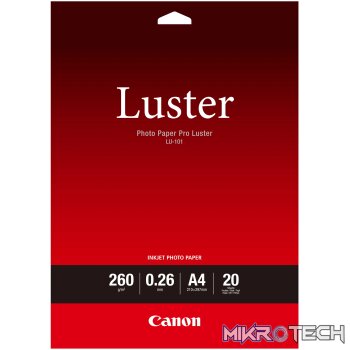 CANON LU-101 A4 - 20 SHEETSPRO LUSTER A4 - 20 SHEETS. 260GSM 0.26MM THICK