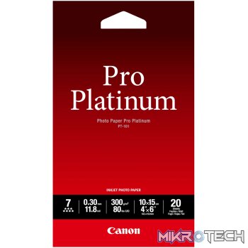 CANON PT-101 4 X 6 - 20 SHEETSPRO PLATINUM 10 X 15CM  (4X6IN) - 20 SHEETS. 300 GSM 0.30MM THICK