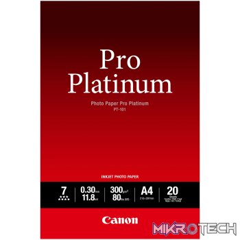 CANON PT-101 A4 - 20 SHEETSPRO PLATINUM 10 X 15CM (4X6IN) - 20 SHEETS. 300 GSM 0.30MM THICK