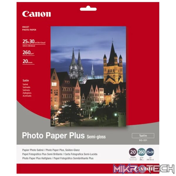 CANON SG-201 10 X 12 - 20 SHEETSSEMI GLOSS 10 X 12IN - 20 SHEETS. 260 GSM 0.26MM THICK CANON SG-201 10 X 12 - 20 SHEETSSEMI GLOSS 10 X 12IN - 20 SHEETS. 260 GSM 0.26MM THICK