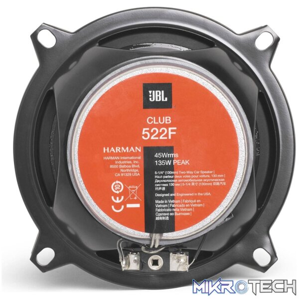JBL CLUB522F SPK5 5.25" COAXIAL 135W PEAK 45R Speakers - Image 2