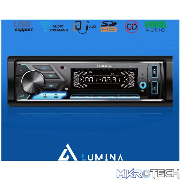 GT3-1 Lumina GT3 USB, Aux Input, Bluetooth Single Din Radio - Image 1