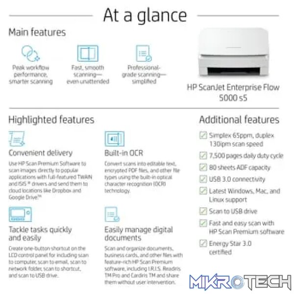 HP SCANJET ENTERPRISE FLOW 5000 S5 SHEET-FEED SCANNER - Image 16