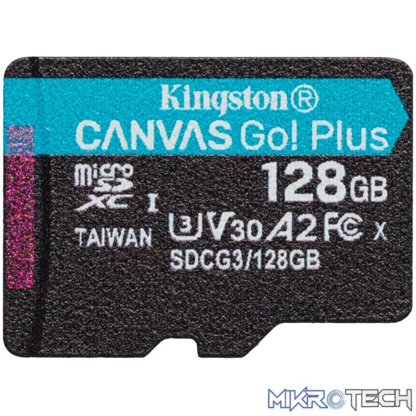KINGSTON 128GB MICROSDXC CANVAS GO PLUS 170R A2 U3 V30 CARD + ADP - Image 3