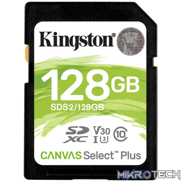 KINGSTON 128GB SDXC CANVAS SELECT PLUS 100R C10 UHS-I U3 V30 KINGSTON 128GB SDXC CANVAS SELECT PLUS 100R C10 UHS-I U3 V30