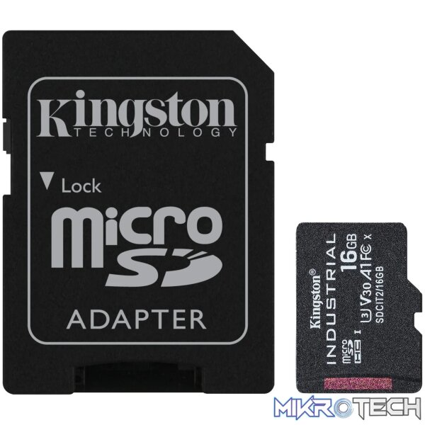 KINGSTON 16GB MICROSDHC INDUSTRIAL C10 A1 PSLC CARD + SD ADAPTER - Image 2