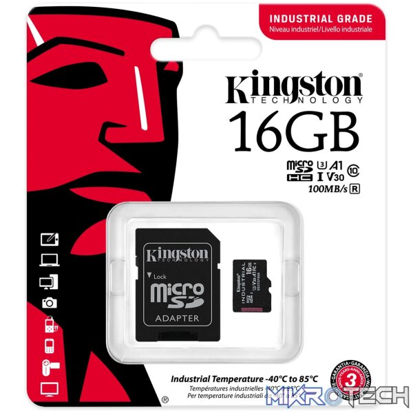 KINGSTON 16GB MICROSDHC INDUSTRIAL C10 A1 PSLC CARD + SD ADAPTER - Image 4