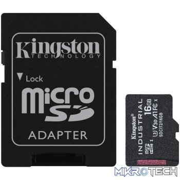 KINGSTON 16GB MICROSDHC INDUSTRIAL C10 A1 PSLC CARD + SD ADAPTER