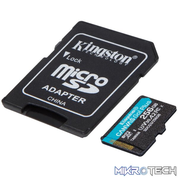 KINGSTON 256GB MICROSDXC CANVAS GO PLUS 170R A2 U3 V30 CARD + ADP - Image 2